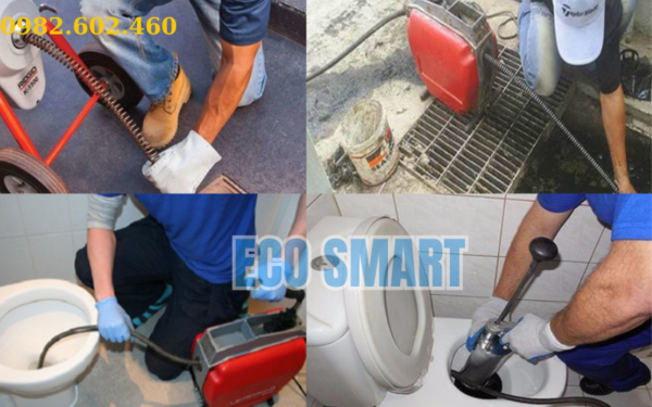 Dịch vụ thông tắc bồn cầu, đường ống bằng máy lò xo